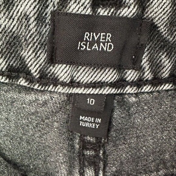 River Island Black Acid Wash Button‎ Up Tapered Women’s Jeans Size 10 - Picture 3 of 6